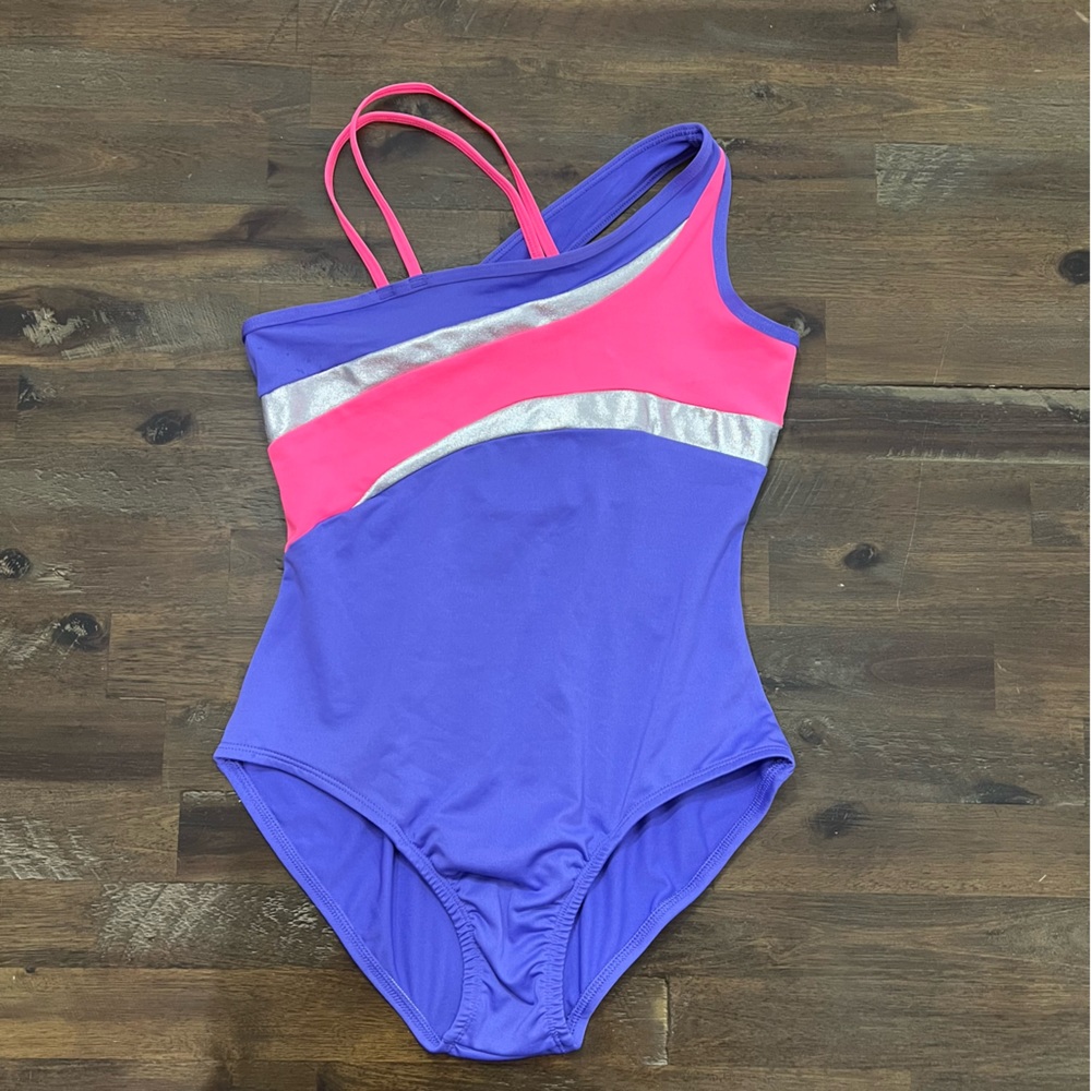 Circo purple and pink glittery girls dance / gymnastics leotard EUC